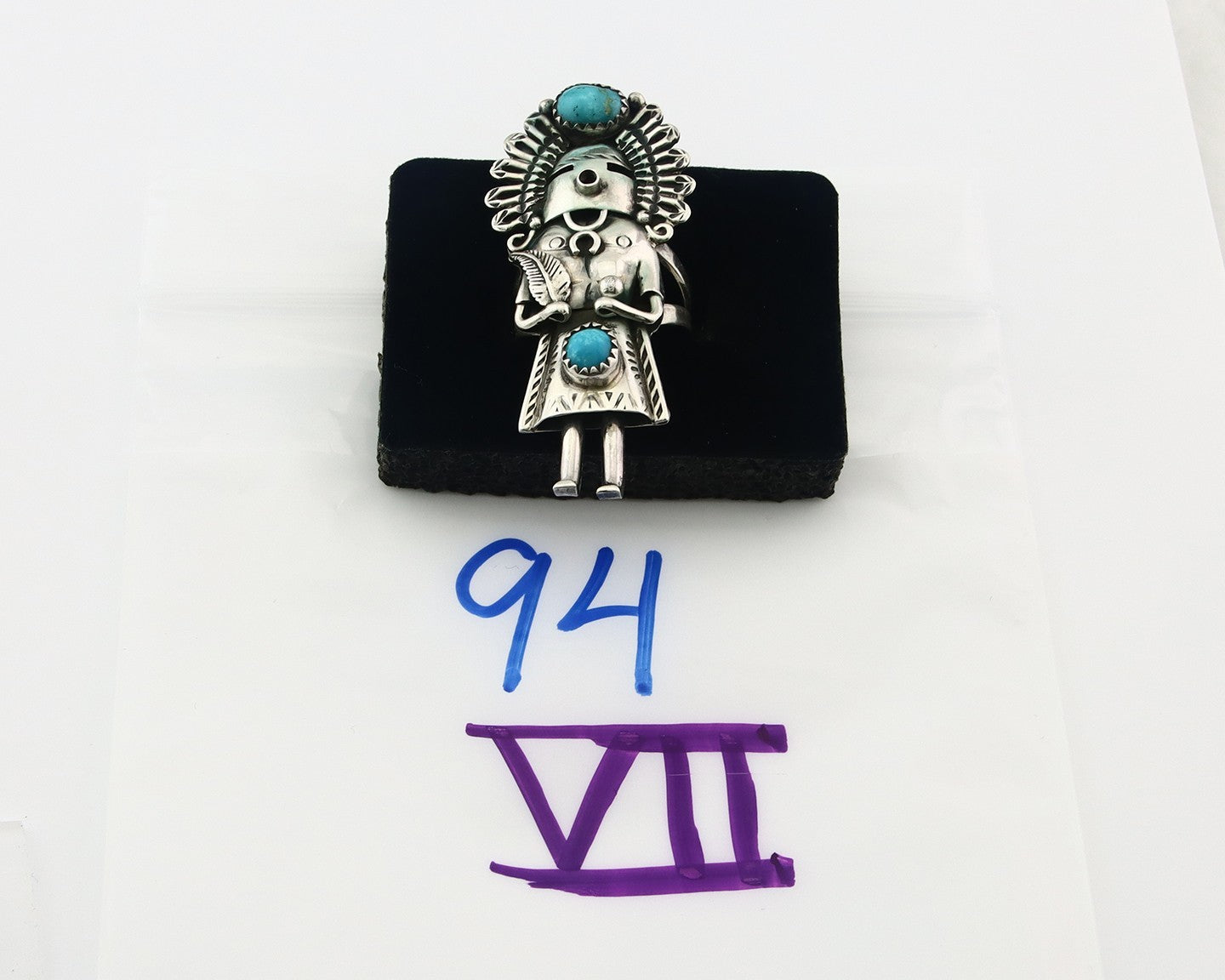 Vintage Navajo Ring 925 Silver Authentic Turquoise Signed Gomez Size 8.0