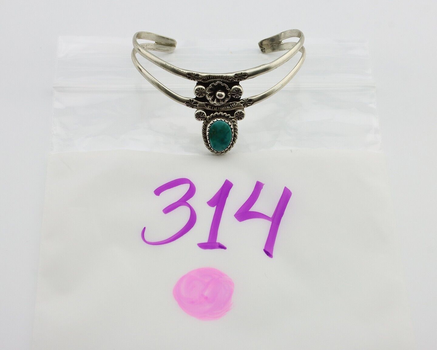 Navajo Bracelet 925 Silver Kingman Turquoise Artist Native American C.80's