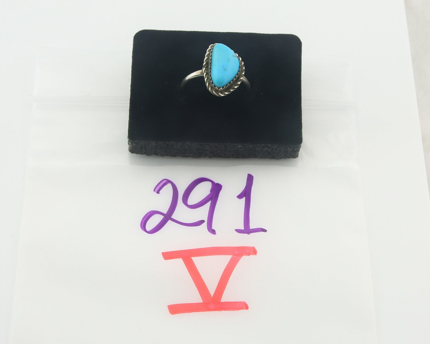 Vintage Navajo Ring 925 Sterling Authentic Santa Rita Turquoise Size 9.0