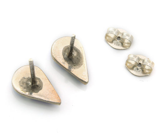 Navajo Earrings Sterling Silver Inlaid Natural Lapis Vintage Handmade