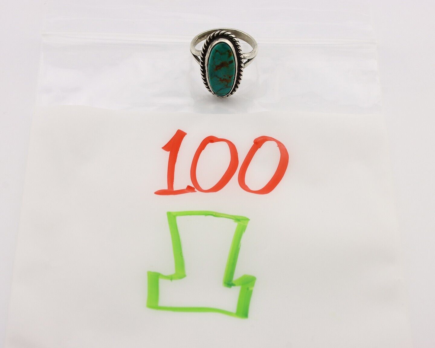 Navajo Ring 925 Silver Kingman Turquoise Artist Signed M Montoya C.80's