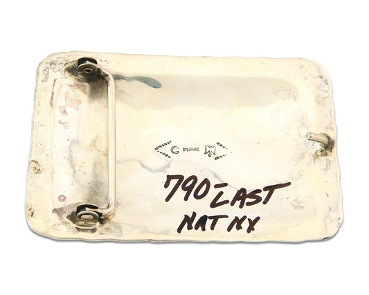 Navajo Ranger Belt Buckle 925 Silver Mined Green Turquoise Signed H Martinez C80