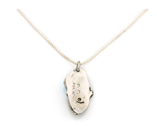 Navajo Necklace Sterling Silver Turquoise & Coral Authentic Vintage Signed SC