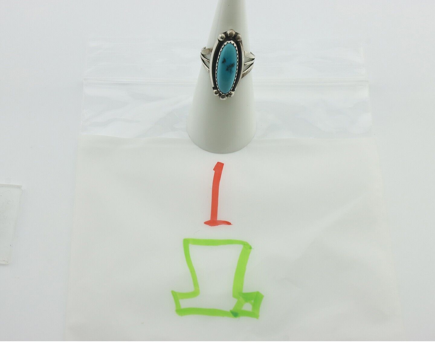 Navajo Ring .925 Silver Sleeping Beauty Turquoise Native American Artist C.80's