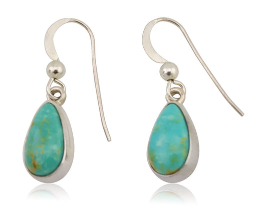 Navajo Dangle Earrings 925 Silver Natural Blue Turquoise Artist Signed M C.80's