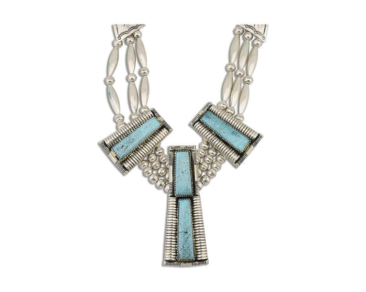 Navajo Necklace Mine 8 Turquoise Handmade Artist Signed D C.80's