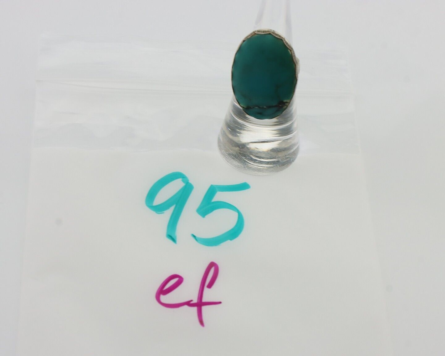 Navajo Ring 925 Silver Natural Turquoise Signed C STAR Size 6.25 C.80's