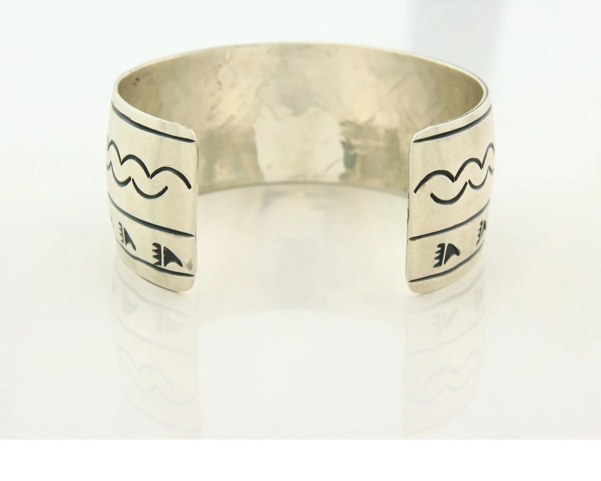 Navajo Cuff Bracelet 925 Sterling Silver Vintage Handmade Signed B Piaso