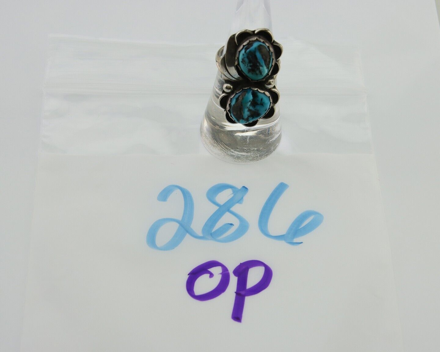 Navajo Handmade Ring 925 Silver Turquoise Artist Signed F C.80's