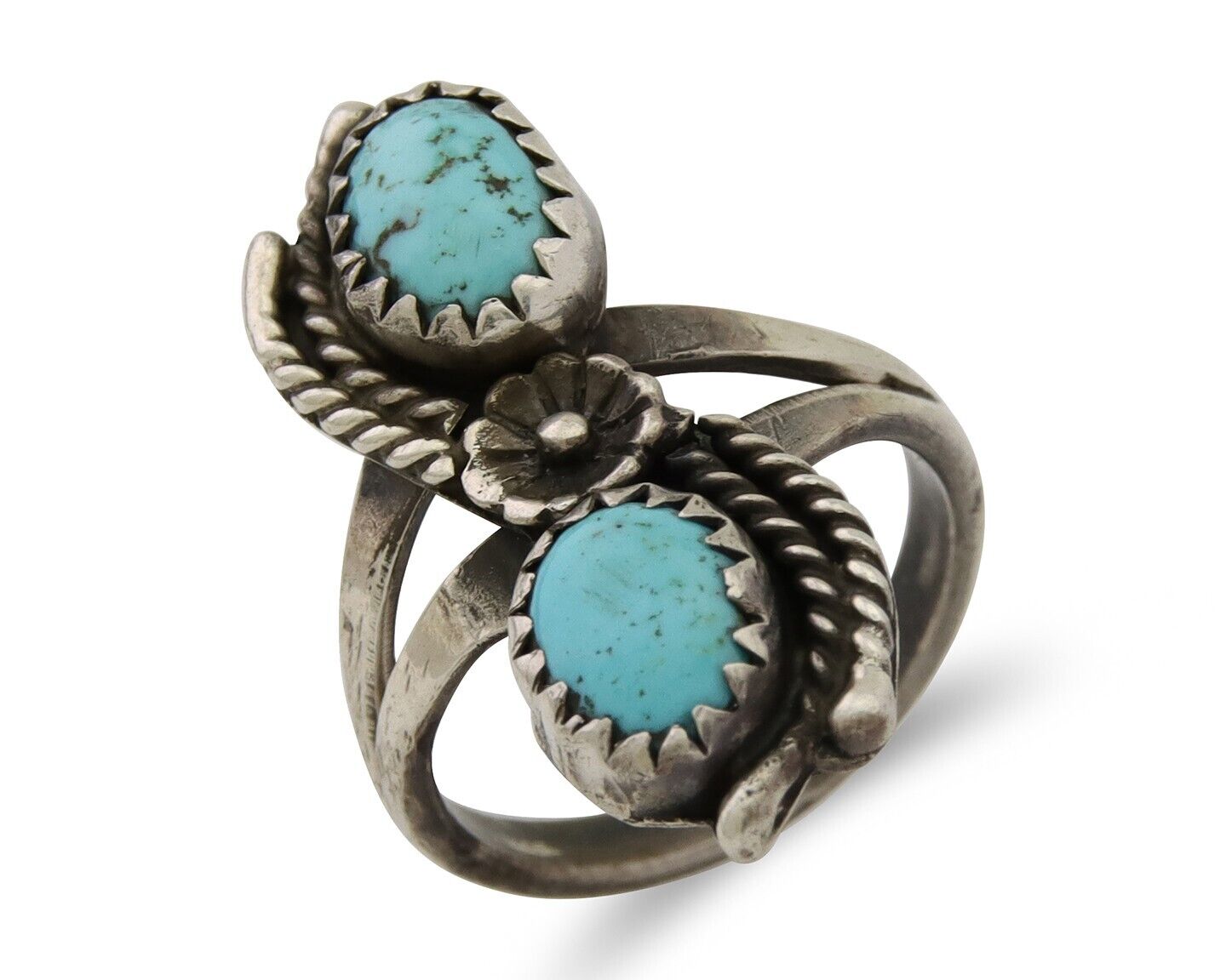 Navajo Ring 925 Silver Natural Blue Turquoise Native American Artist C.80's