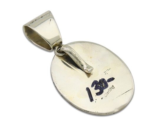 Navajo Pendant 925 Silver Natural Turquoise Handmade Native American Artist C80s