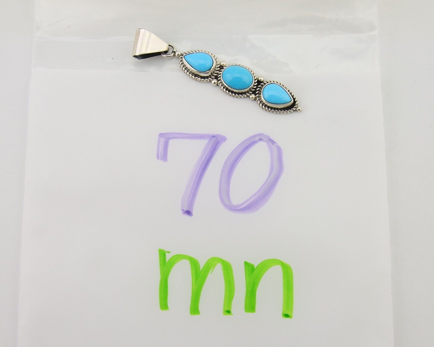 Navajo Necklace 925 Silver Natural Turquoise Artist Kathllen Chavez C.80's