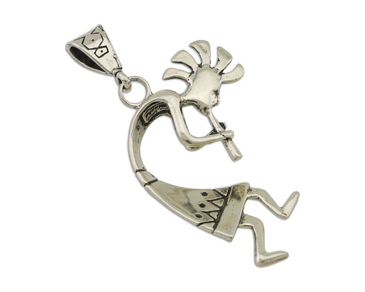 Navajo Kokopelli Pendant 925 Sterling Silver Artist Signed Masha C.80's