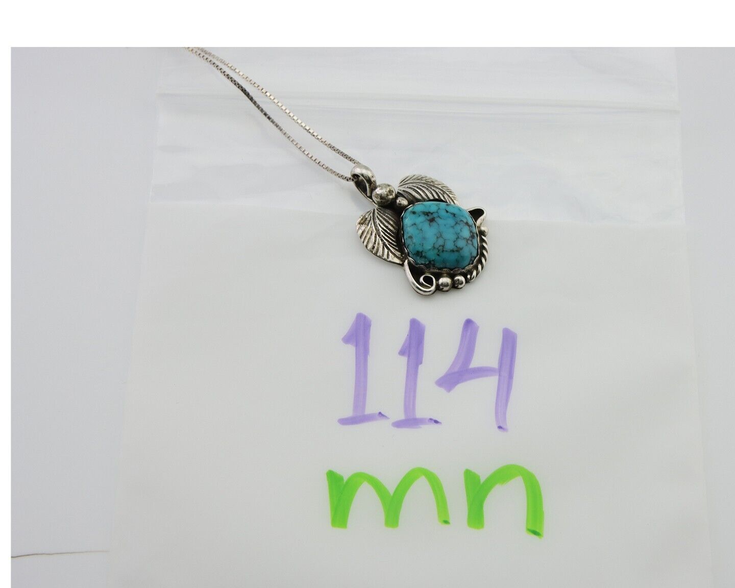 Navajo Necklace 925 Silver Natural Turquoise Native American Artist C.80's