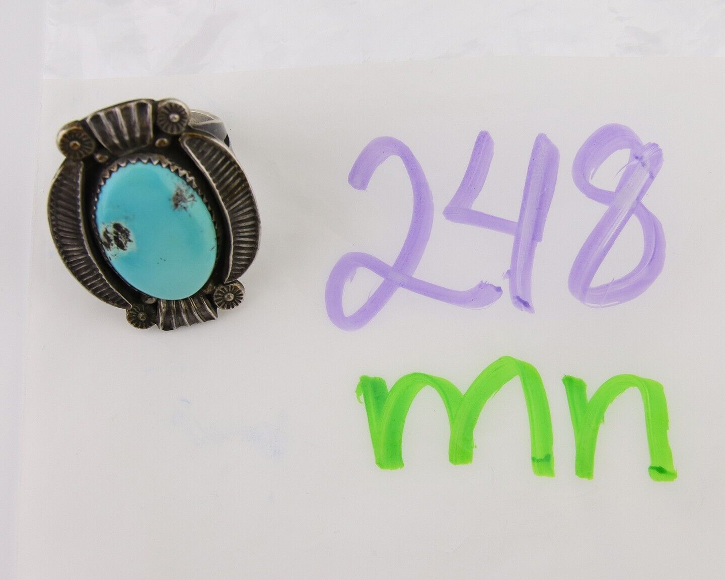 Navajo Handmade Ring 925 Silver Turquoise Native Artist C.80's