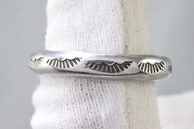Navajo Indian .925 Solid Sterling Silver Band Hand Stamped Handmade Ring