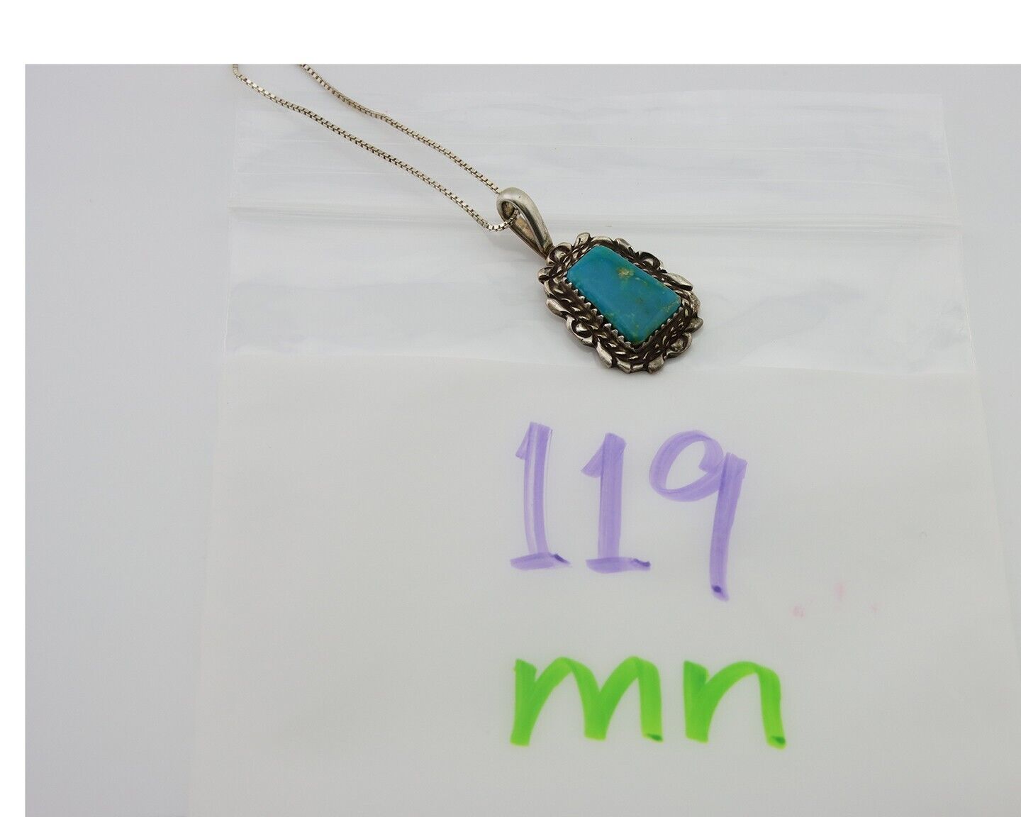 Navajo Necklace 925 Silver Natural Turquoise Artist Kee Montoya C.80's