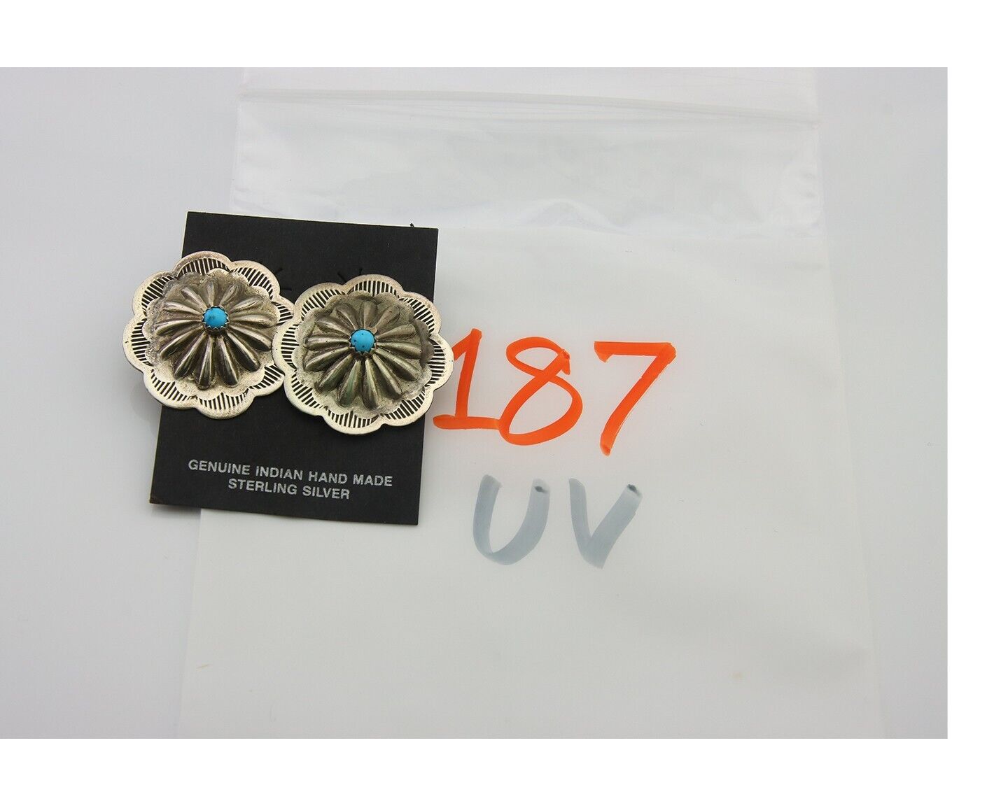Navajo Earrings 925 Silver Natural Turquoise Native Artist C.80's