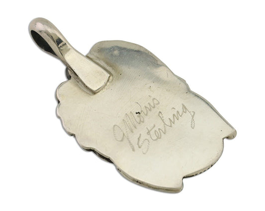 Navajo Pendant 925 Silver Sleeping B Turquoise Signed Justin Morris C.80's