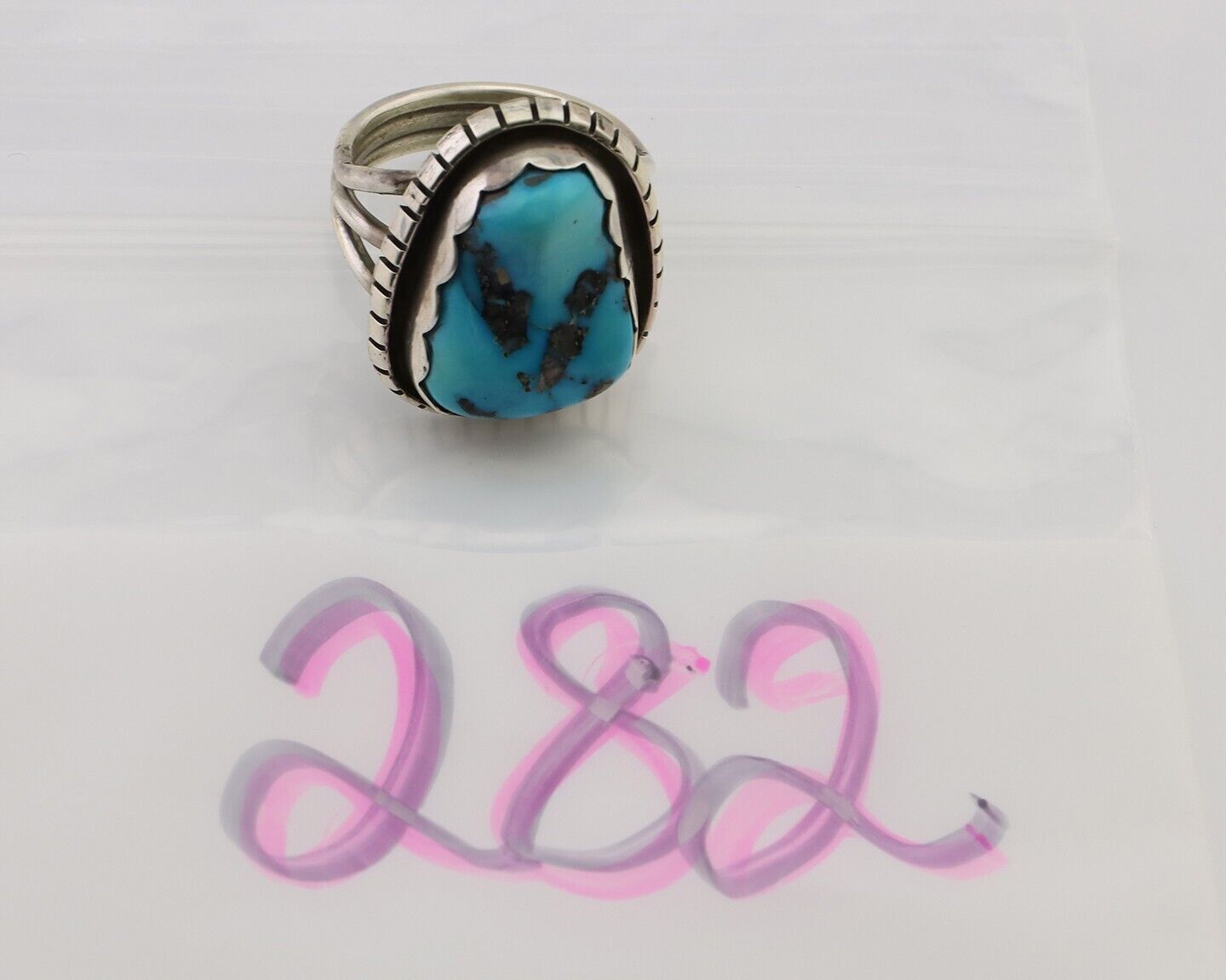 Navajo Handmade Ring 925 Silver Turquoise Artist Signed Tony Guerro C.80's