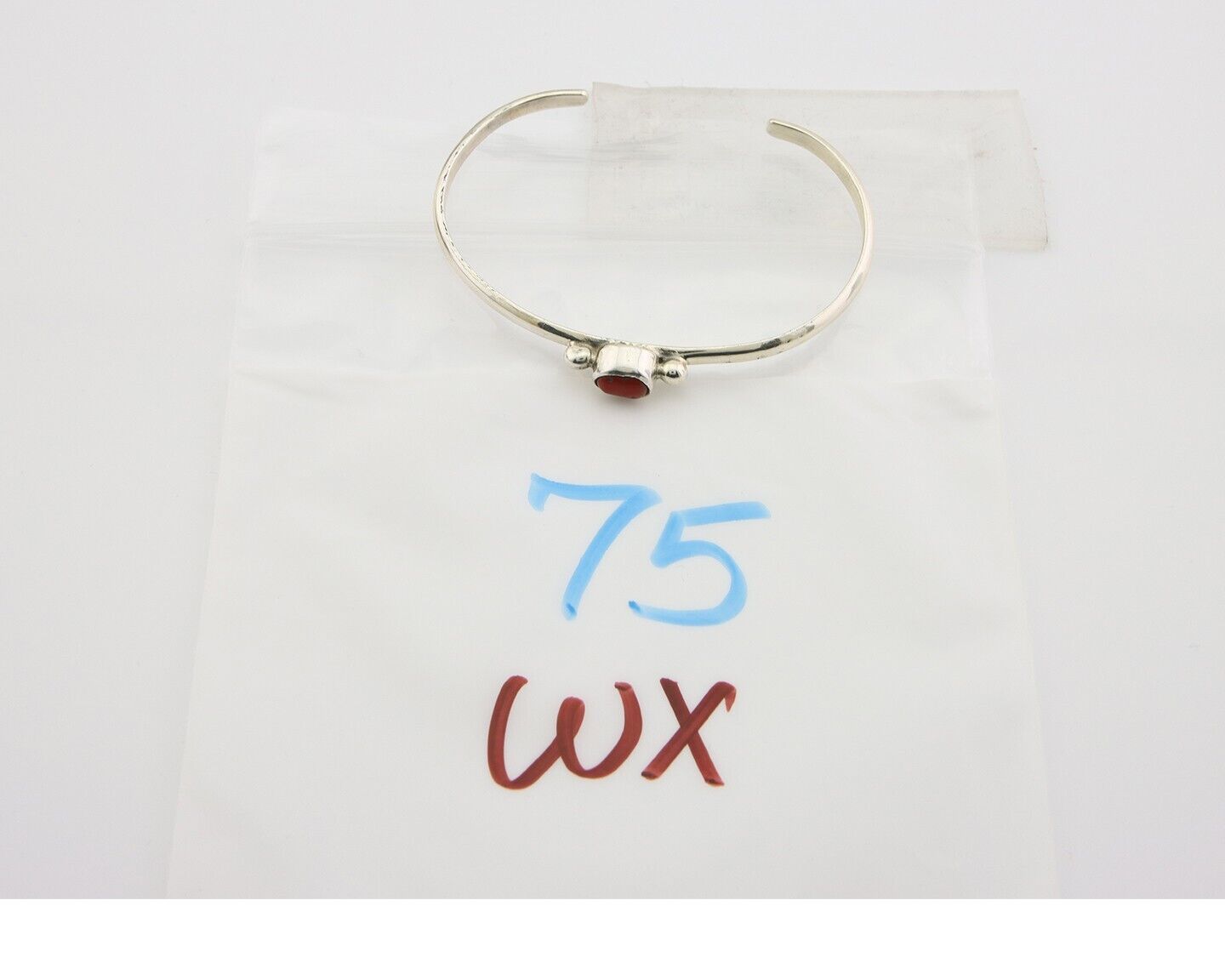 Navajo Bracelet .925 Silver Natural Red Coral Cuff Native American Artist C.80's