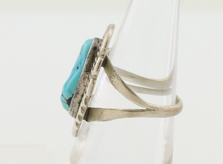 Navajo Turquoise Ring 925 Silver Handmade Native American Artist C.80's