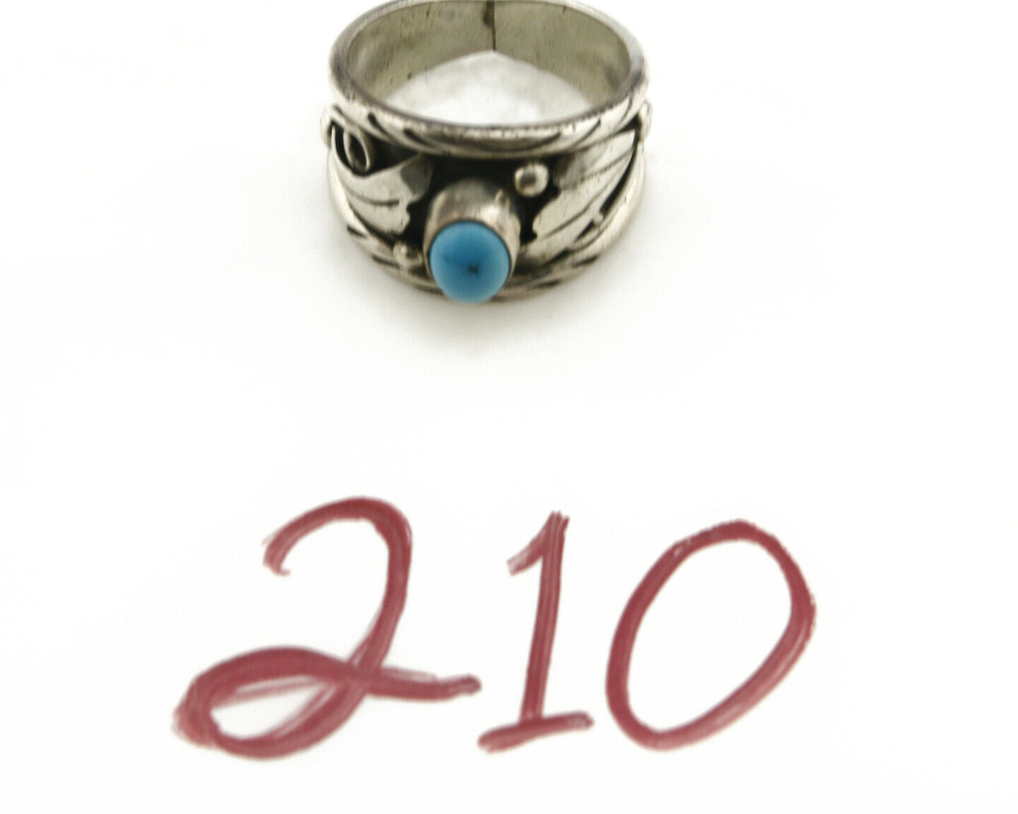 Navajo Ring .925 Silver Handmade Sleeping Beauty Turquoise Signed ELA C.80's