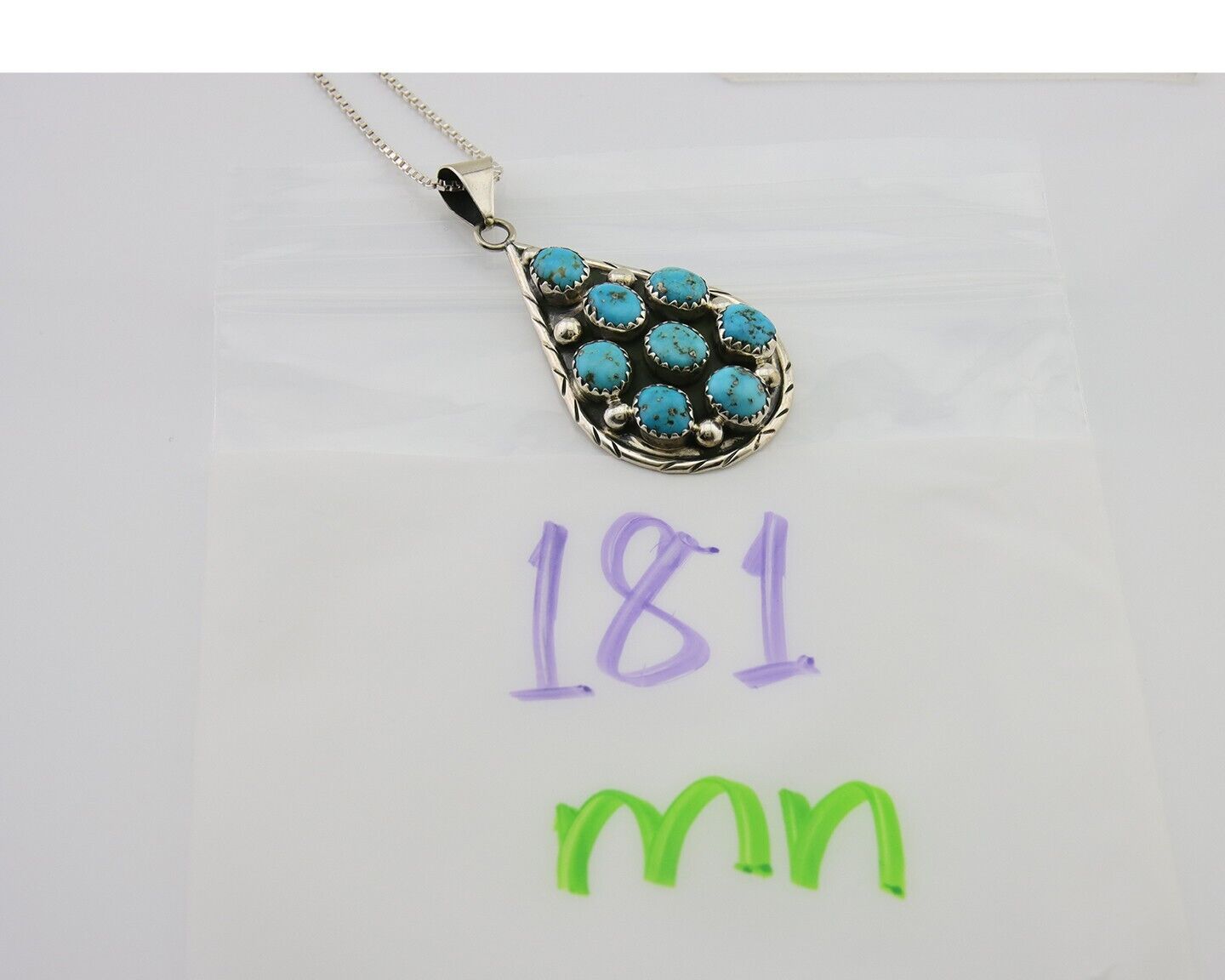 Navajo Necklace 925 Silver Natural Blue Turquoise Artist Signed B Yazzie C.80's