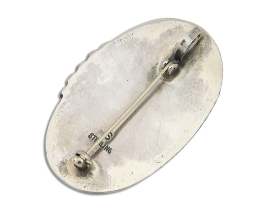 Navajo Pin Pendant 925 Silver Blue Diamond Turquoise Artist Signed S C.80's