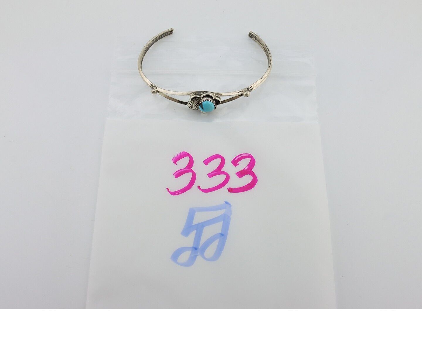 Navajo Bracelet 925 Silver Sleeping Beauty Turquoise Native American Artist C80s