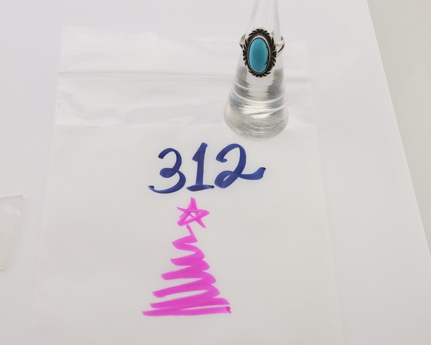 Navajo Ring 925 Silver Sleeping Beauty Turquoise Artist Signed SC C.80's