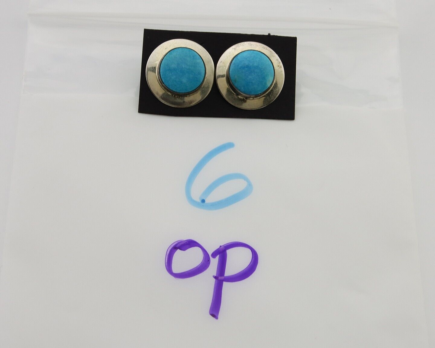 Navajo Earrings 925 Silver Blue Turquoise Native American Artist C.80's