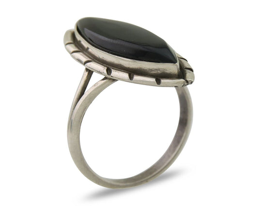 Navajo Handmade Ring 925 Silver Black Onyx Artist Signed M #10 C.80's