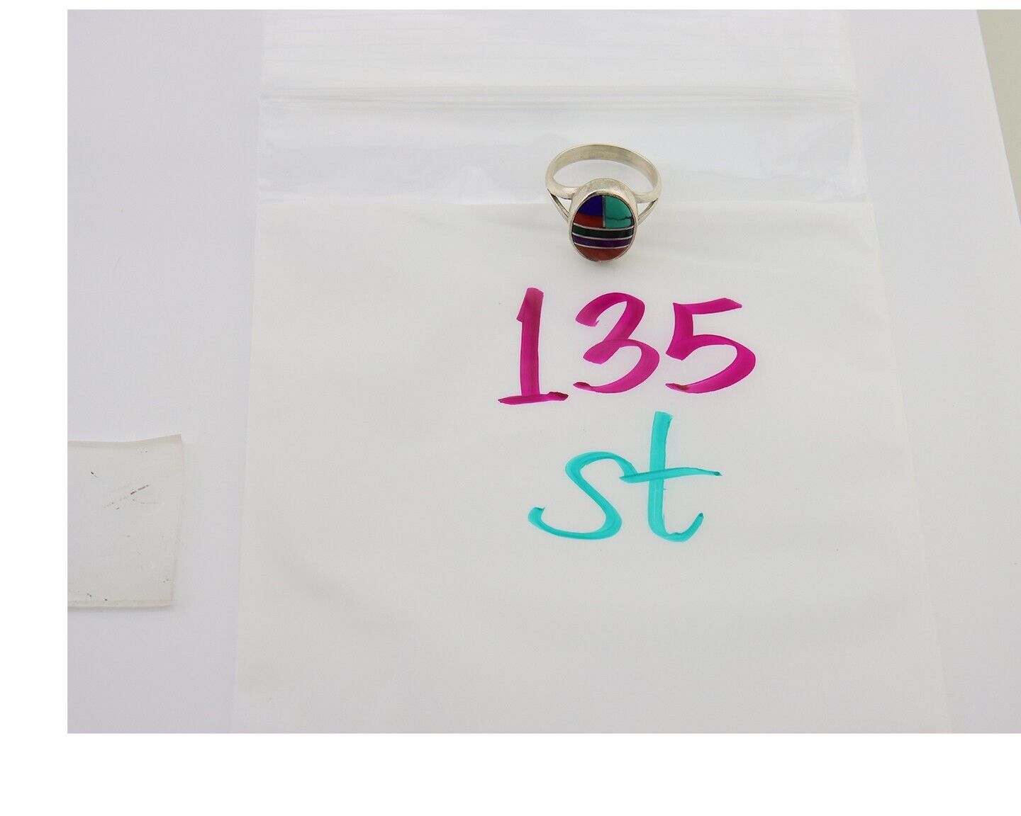 Navajo Ring 925 Sterling Silver Natural Gemstones Artist Signed Sunrise C.80's