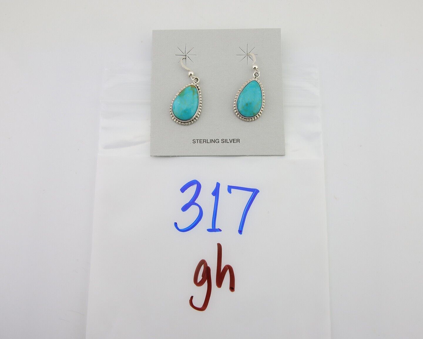 Navajo Dangle Earrings 925 Silver Natural Turquoise Artist Signed Montoya C.80's