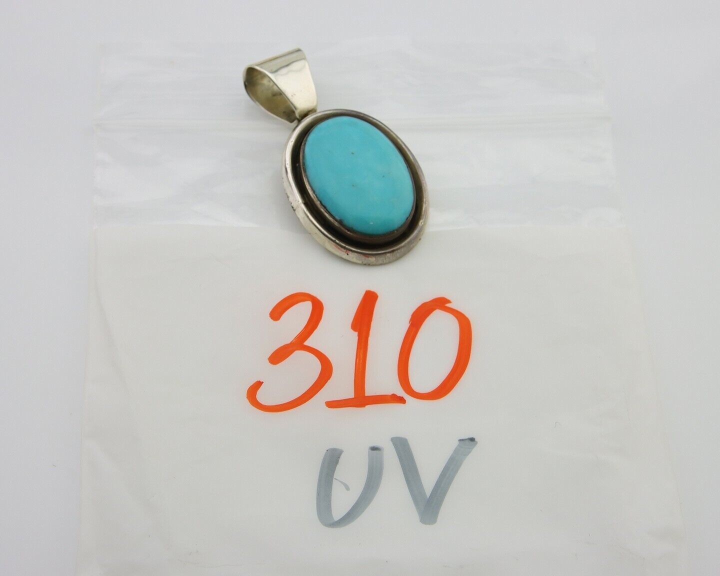 Navajo Pendant 925 Silver Natural Turquoise Handmade Native American Artist C80s