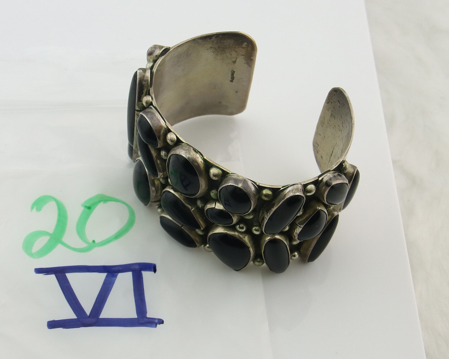 Vintage Navajo Bracelet 925 Silver Onyx Traditional Handmade Native American