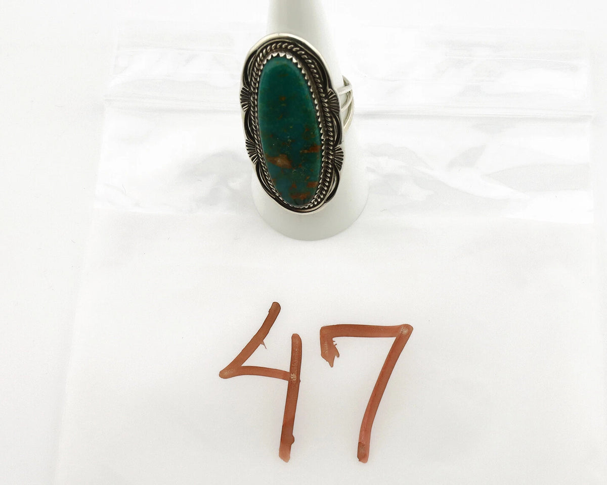 Navajo Ring .925 Silver Blue Southwest Turquoise Artist Talhat C.80's