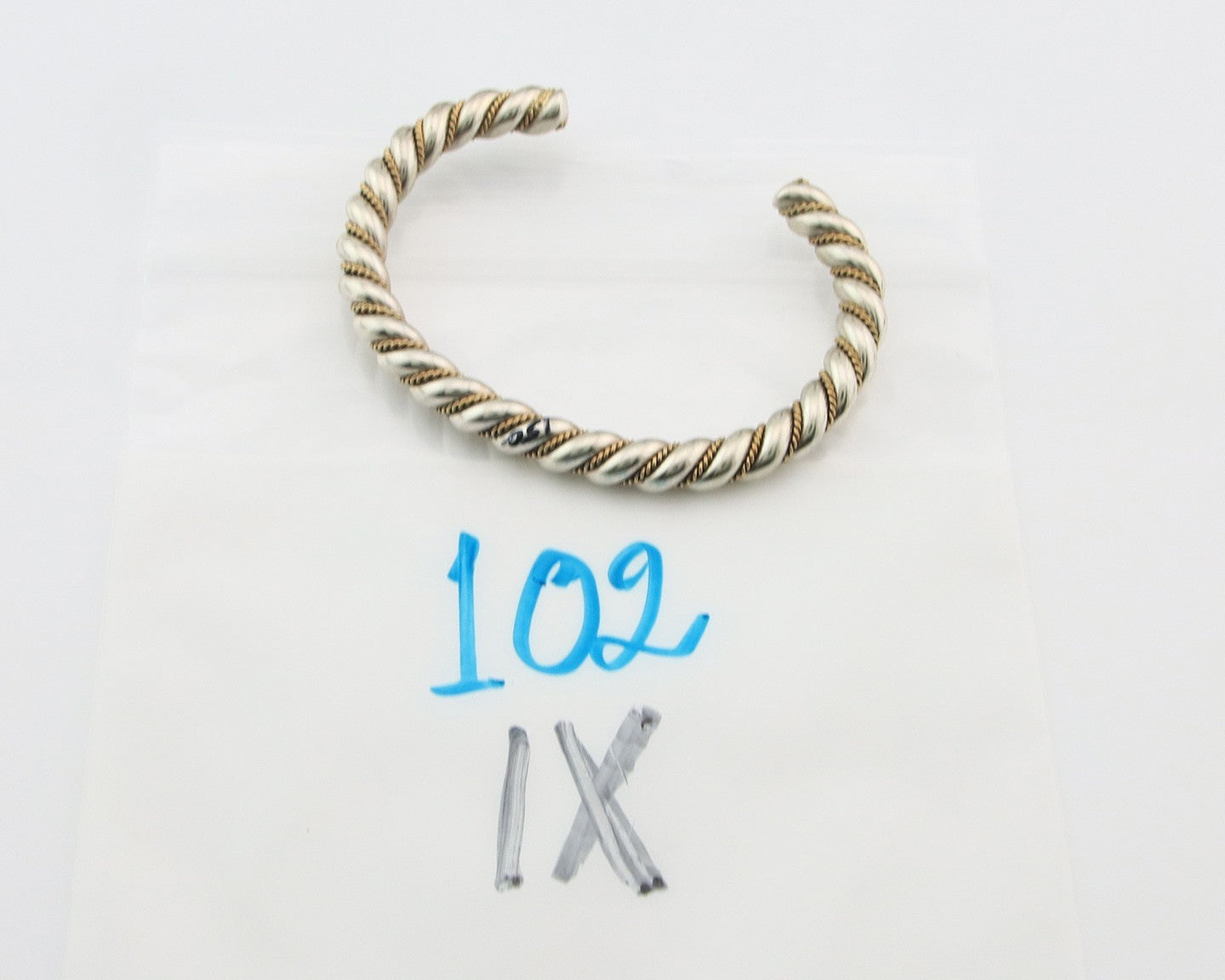 Navajo Twist Cuff Bracelet Sterling Silver Gold Authentic Vintage Native Artist