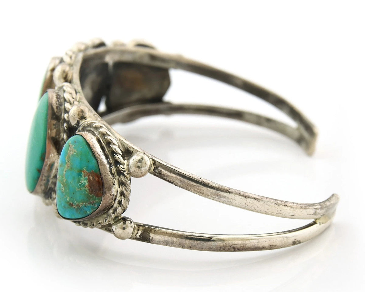Men Navajo Cuff Bracelet Sterling Silver Turquoise Vintage Signed C Montoya