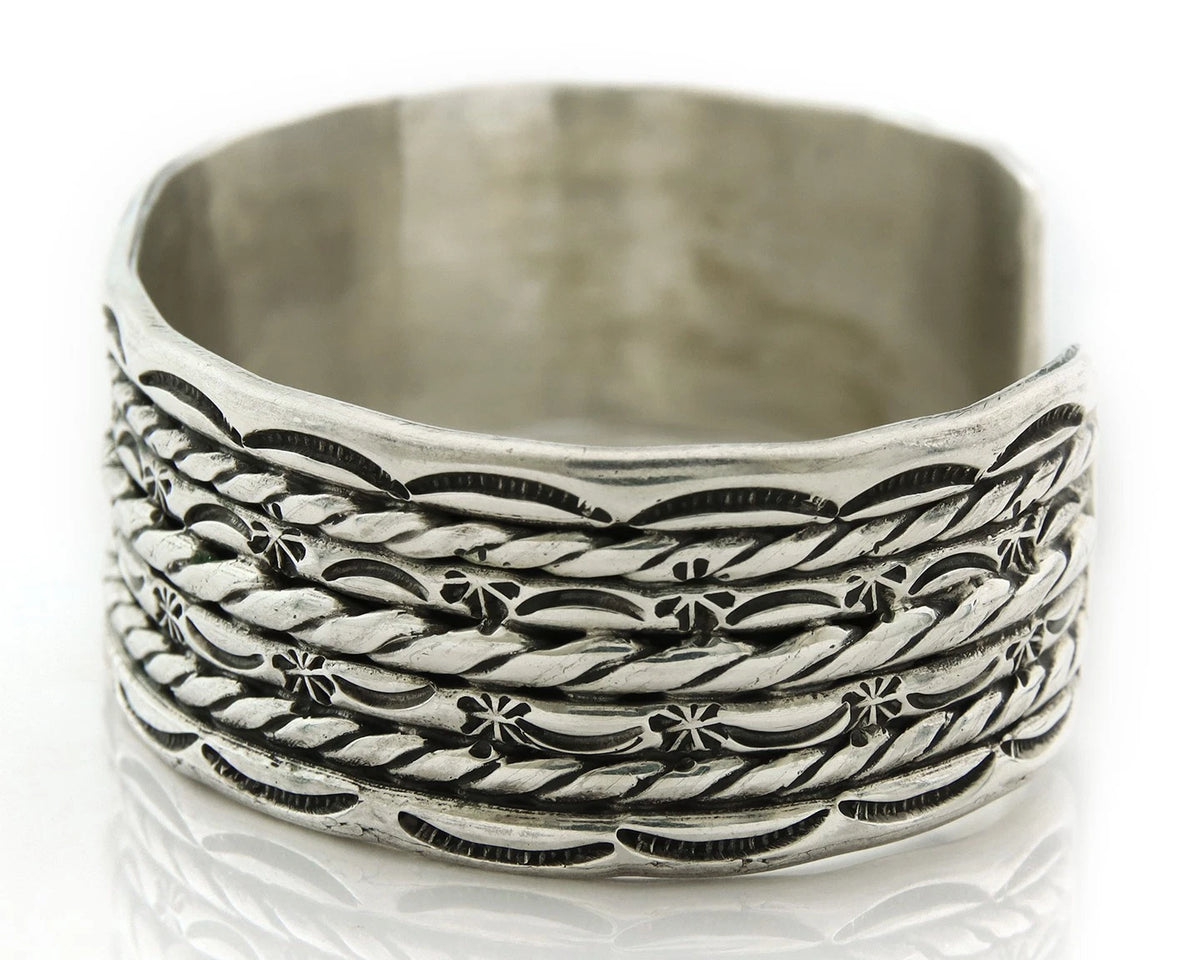 Navajo Cuff Bracelet 925 Sterling Silver Vintage Handmade Signed MC