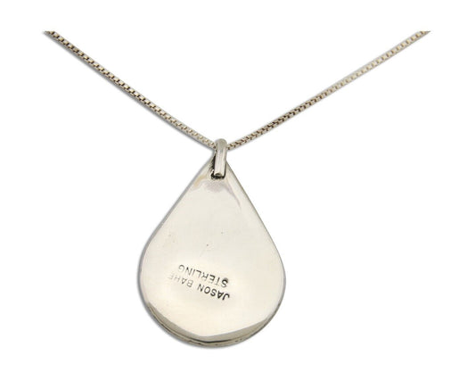 Navajo Necklace 925 Silver Natural Turquoise Artist Signed Jason Bahe C.80's