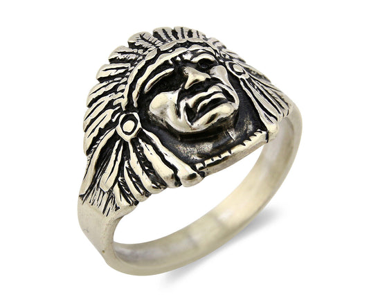 Navajo Warrior Chief Ring .925 Silver Artist Signed Wheeler C.80's Size 11.25