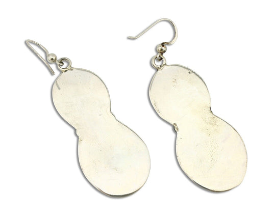 Navajo Handmade Earrings 925 Silver Pink Mussel Native American Artist C.80's