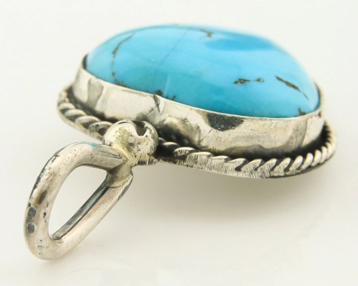 Navajo Heart Pendant Sterling Silver Turquoise Vintage Handmade