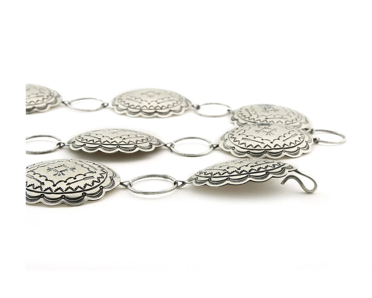 Navajo Concho Belt Sterling Silver Vintage Signed Wilbert Secatero