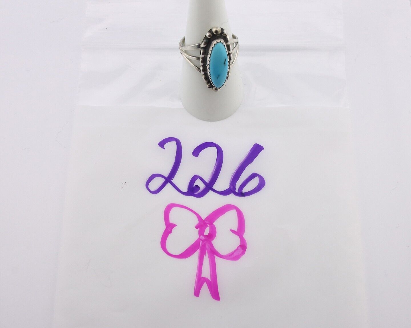 Navajo Ring .925 Silver Sleeping Beauty Turquoise Signed SkyStone Creations C80s