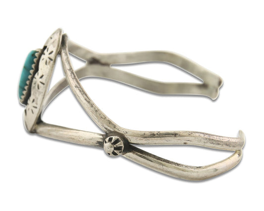 Vintage Navajo Bracelet 925 Silver Blue Turquoise Handmade