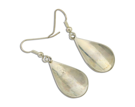 Navajo Kokopelli Earrings 999 Nickel Chip Inlay Turquoise Coral Native American