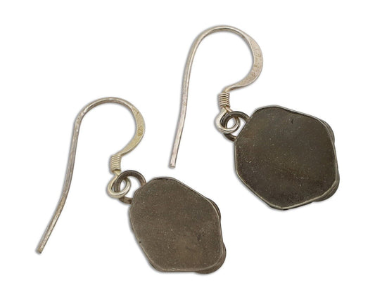 Navajo Earrings 925 Silver Natural Blue Turquoise Native American Artist C.80s